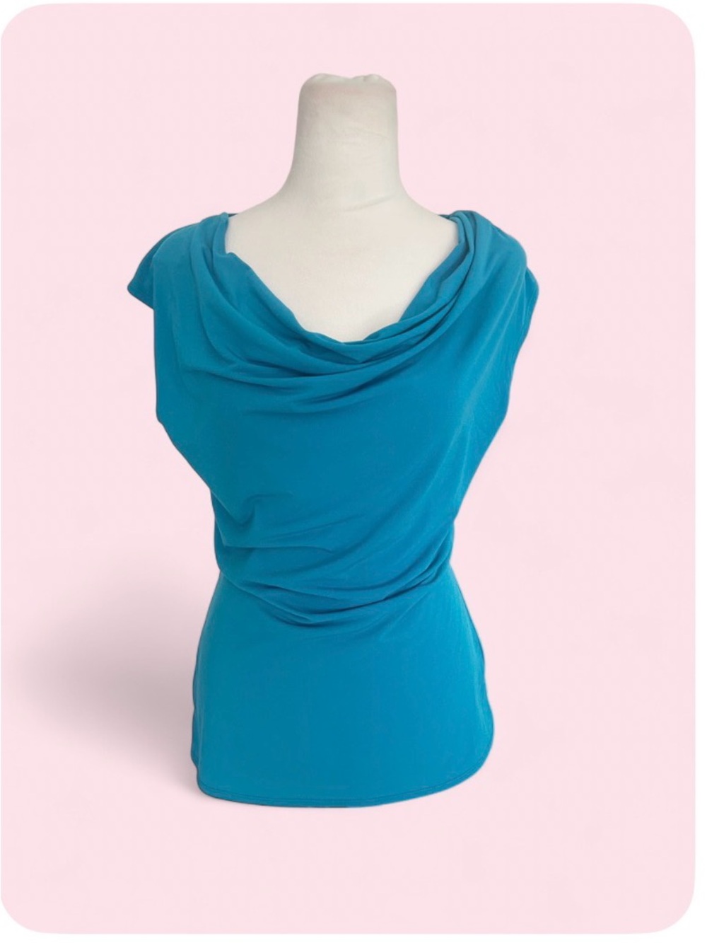 Worthington Draped Cowl Neck Sleeveless Top - Teal Blue - Small